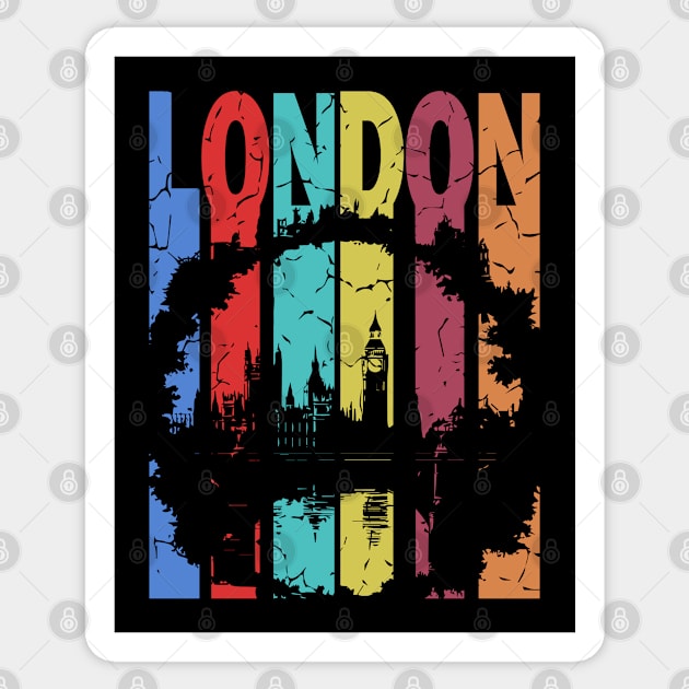 London - The Smoke City of England - Retro Typographic Design Sticker by TuncGK